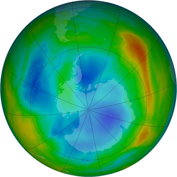 Antarctic ozone map for 28 July 1991